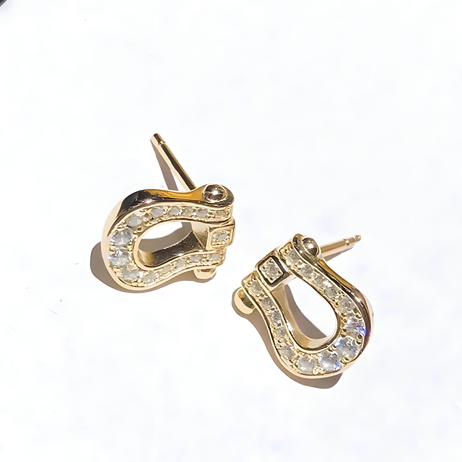 Diamond Dust Horseshoe Studs